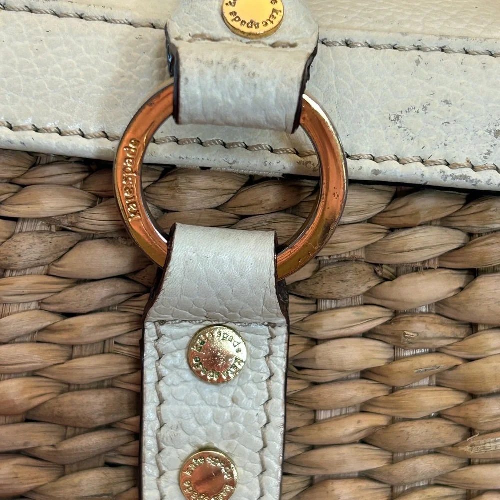 Kate Spade Tan and Cream Woven Basket Satchel BRW13296 11”x5.5”x7” Collector